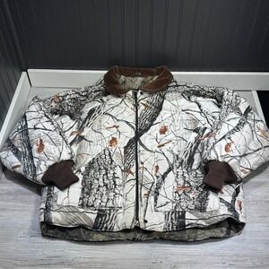 Vintage Walls Realtree Hardwoods Insulated Camo Reversible Bomber Jacket Sz L